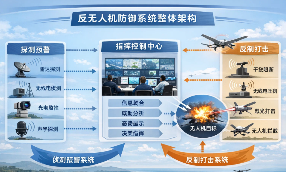 反无人机防御系统示意图
